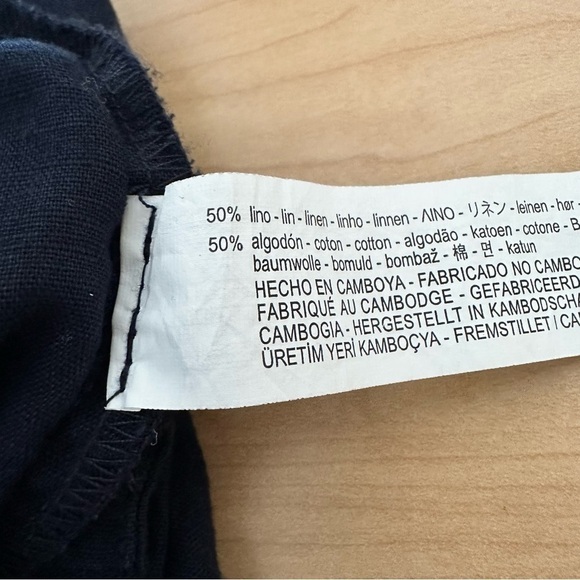 Zara-50/50 Linen and Cotton Blend Wide Leg Ankle Pants - Picture 7 of 8